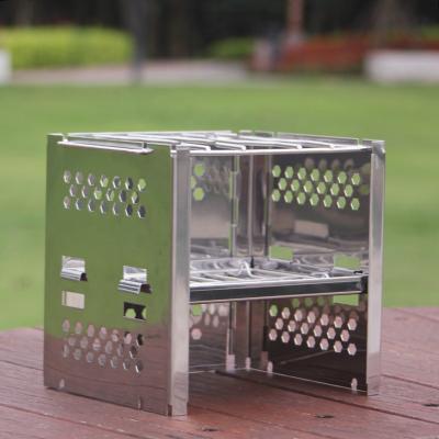 China FoldingStainless Camping Stove Picnic Stove Outdoor Camping 2 3 Person Portable Wood BBQ Steel Backpacking Stove for sale