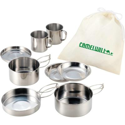 China 8pcs Portable Outdoor Camping Stainless Steel Hiking Cookware for sale