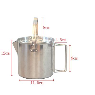 China OEM 1.2L Stainless Steel Handle Travel Camping Water Cup Coffee Mug Folding Outdoor Camping Pot Cooking Kettle/Teapot for sale