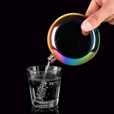 China 3.5 Ounce Traditional Hip Flask Bangle Stainless Mirror Whiskey Drinkware Funnel for sale