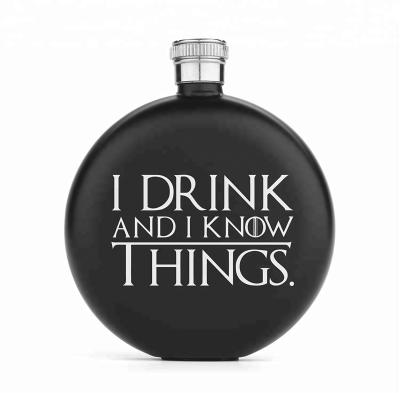 China Traditional Hot Sale Stainless Steel 5 Ounce Round Whiskey Hip Flask With Custom Design for sale