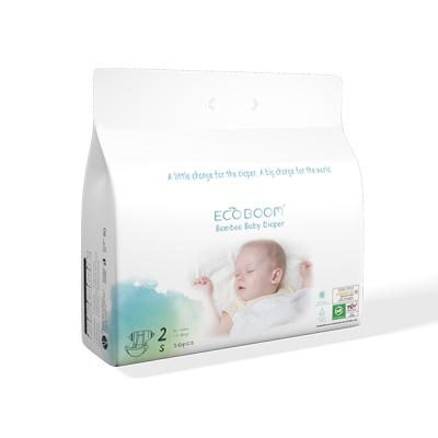 China ECO BOOM 36 Count S Size Baby Plain Weave 100% Bamboo Organic Biodegradable Baby Diapers With D2W Ploybags for sale