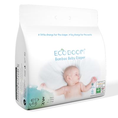 China ECO BOOM 32 Count M Waist Band Organic Baby Plain Weave Sleepy Diaper for sale