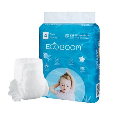 China Eco Friendly Biodegradable Disposable Bamboo Organic Diaper Soft And Breathable ECO BOOM Leak Guard Baby Plain Weave Diaper for sale