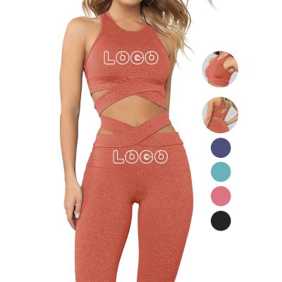 China 2022 Custom Breathable Clothing Seamless Pieces 2 Set Sweat Suit Gym Fitness Wear High Waisted Workout Leggings Yoga Set for sale