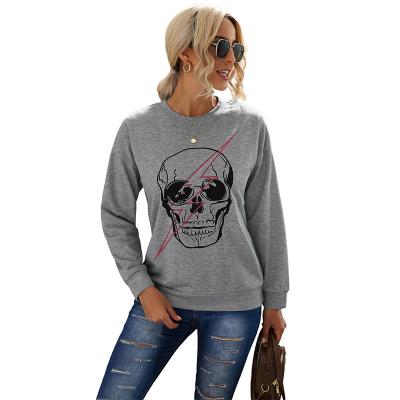 China 2021 Breathable New Design Fashion Digital Printing Gray Halloween Skull Graphic Streetwear Sweatshirt for sale