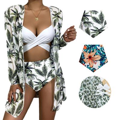 China Factory Wholesale Breathable 3 Piece Bikini Set Swimsuit With Cover Ups Beach Wear for sale