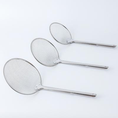 China Good Quality Kitchen Stainless Steel Spoon Sieve Wire Strainer Pot Viable Hot Oil Net Frying Sieve for sale