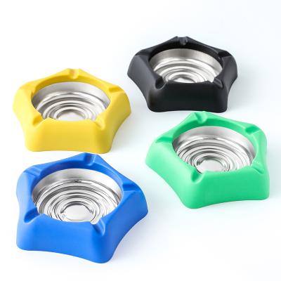 China Modern multilateral type stainless and plastic ashtray creative fashion ashtray for sale