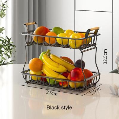 China Sustainable Black Coating Kitchen Fruit Basket Vegetable Storage Rack for sale