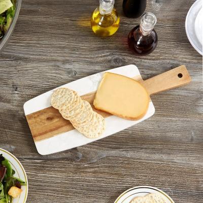 China Sustainable Rectangle Marble With Wooden Cutting Board Handcrafted Cheese Chopper for sale