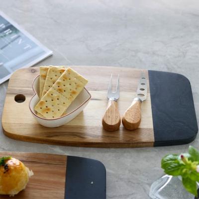 China Viable Decorative Acacia Wood and Marble Breakfast Cutting Cheese Board Chopper for sale