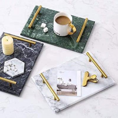 China Morden Decor Bathroom Perfume Jewelry Organizer Natural Stone Marble Serving Tray for sale