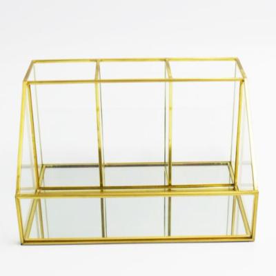 China Rectangle Eco - Friendly Gold And Silver Luxury Mirror Glass CrystalJewelry Box for sale