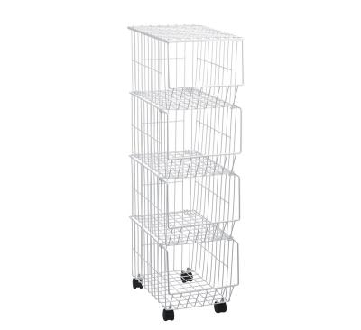 China Viable Wholesale Household Bathroom Toilet Metal Mobile Sundries Fruit Vegetable Storage Rack Trolley Cart for sale