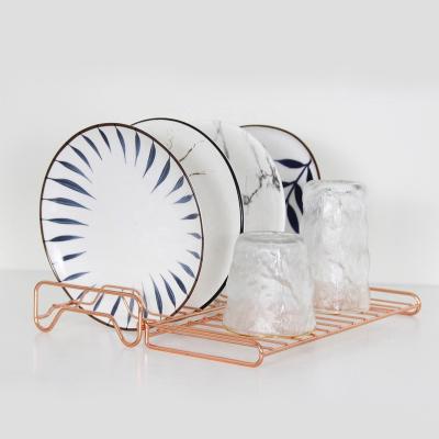 China Sustainable Kitchen Drain Basket Metal Dish Rack Fruit Vegetable Sieve Basket Tableware Organizer for sale