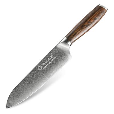 China 8 Inch Damascus Santoku Disposable Chef Knife With Wooden Handle for sale