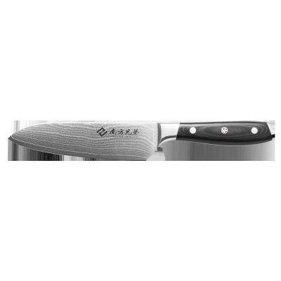 China Amazon Success VG-10 Steel Disposable Damascus Santoku Knife With Micarta Black Handle for sale