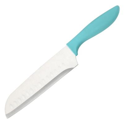 China Amazon Hit Disposable 8 Inch Colorful Cheap Kitchen Santoku Knife With PP Handle for sale