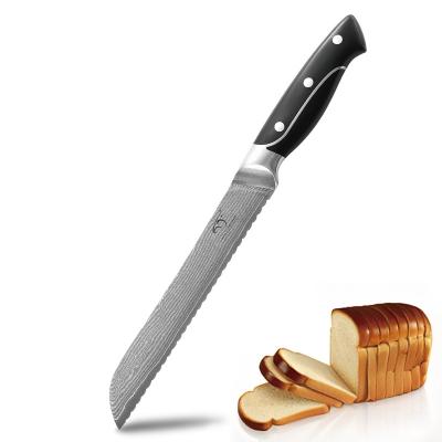 China Amazon Success Disposable Drop Shipping VG10 Damascus Steel Kitchen Bread Turkey Knife With ABS Handle for sale