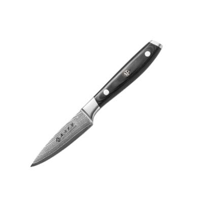 China Amazon Success VG-10 Damascus Steel Disposable Paring Knife With Wooden Black Handle for sale