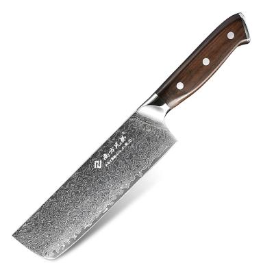 China Sharp D3115E Super Chef Kitchen Knife Damascus Nakiri 8 Inch Premium Disposable With Black Acid Wood Handle for sale