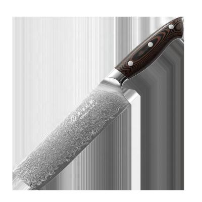 China 8 Inch D3107E Damascus Nakiri Chef Disposable Kitchen Knife With Micarta Wood Handle for sale