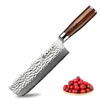 China Fast Delivery Disposable 67 Layers Japanese Chef Wood Forged Damascus Steel Nakiri Fish Knife for sale