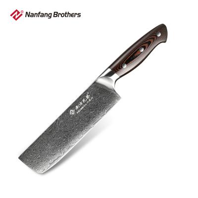 China 2021New Design Disposable Damascus 8 Inch Nakiri Damascus Chef Kitchen Knife With Micarta Wood Handle for sale