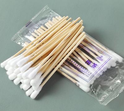 China MS05 10cm Disposable cotton swab sterile cosmetic single head medical wooden stick cotton swab absorbent cotton swab en venta