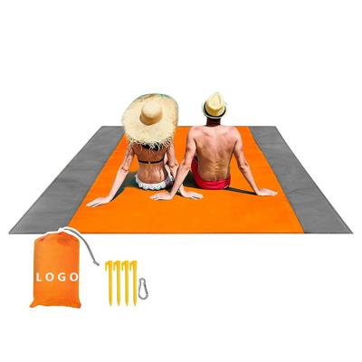 China 210 Polyester Anti-tear Plaid Fabric Sand Proof New Outdoor Beach Mat Custom Foldable Picnic Polyester Sand Free Beach Mat for sale