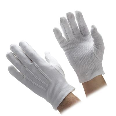 China Simply White 100% Cotton Work Gloves Tag Command Parade Driver Three Tendons Gloves for sale