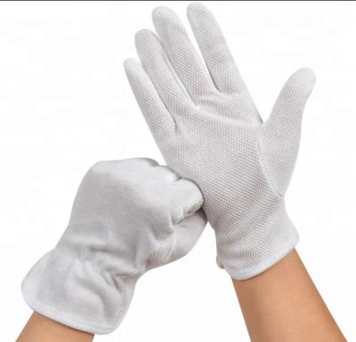 China Comfort Breathable Elastic Cotton Stylish White Gloves With Grip for sale