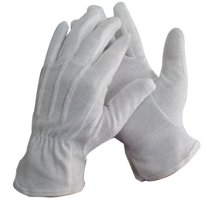 China Marching Band Black Gloves White Cotton Working Safety Knitted Gloves With Dots On The Palm for sale