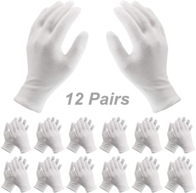 China New Plain 12pairs Inspection White Cotton Lisle Work Gloves Coin Jewelry Lightweight for sale