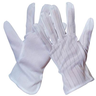 China Industry Cleanroom Industrial Carbon Fabric Woven ESD Gloves With Dotting for sale