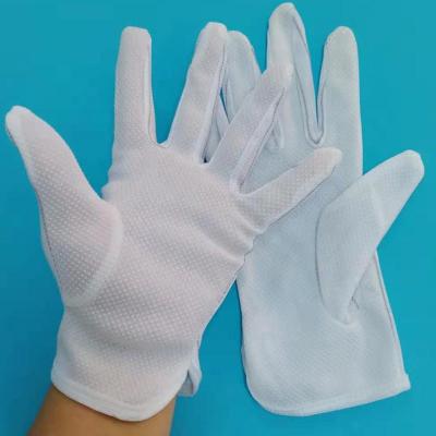 China Clean Room Conductive White Industrial Polyester ESD Tape Gloves ESC Wire Lint Free Electric ESD Gloves with Dots for sale