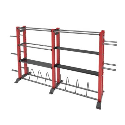 China Indoor Portable Dumbbell Racks Sturdy Steel Squatting Bench Press Bench Freestanding Barbell Rack Multi Storage Rack for sale