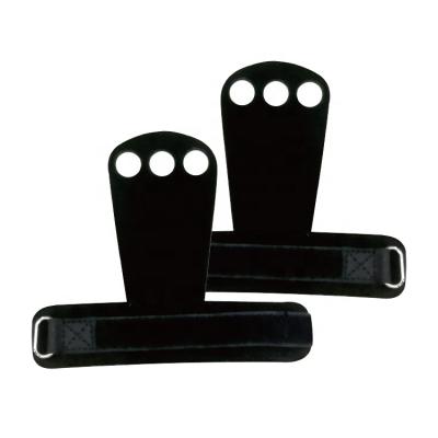 China Gym Use 3 Hole Gym Hand Grips Leather Weightlifting Gloves Customized Logo And Color for sale