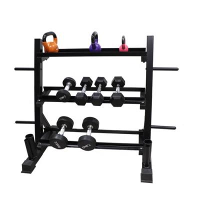 China 3 Tier Indoor Multifunctional Weight Rack Heavy Duty Steel Weight Rack Storage For Home Gym Fitness Exercise for sale