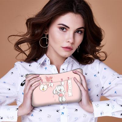 China Normcore/Minimalist Amazon cartoon rabbit print make up cosmetic bag canvas makeup bag canvas zipper wholesale pouch for cosmetics for sale