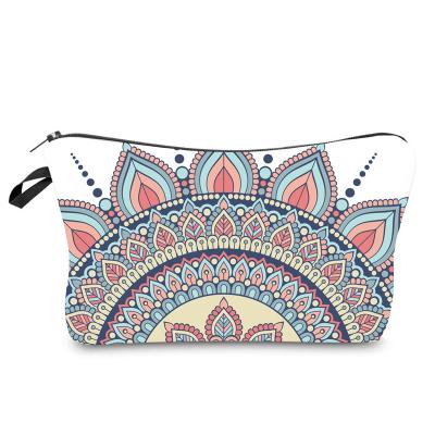 China Fashion amazon mandala datura polyester hot selling microfiber make up bag organizer szipsple small lipstick cosmetic bag for sale