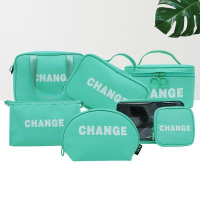 China Fashion Makeup Bags Private Label Green Travel Factory PU Leather Cosmetic Bag Gift Items With Promotion Customized Logo for sale