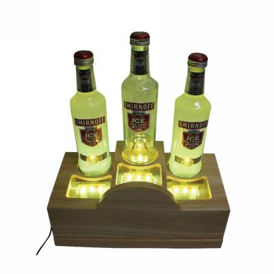 China Blank Wood LED 3-Bottle Glorifier LED Bottle Display GLO-EW01 for sale