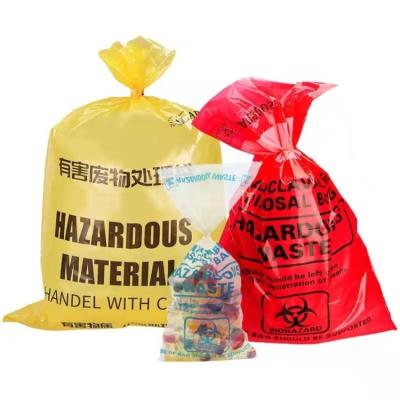 China Disposable Yellow Biohazard Disposable Plastic Waste Bags Lay Flat Bags Medical Waste Waste Bags For Biohazard Waste for sale