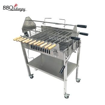 China China Manufacturer Height Adjustable Brazilian BBQ Motorized Rotisserie Skewer With Tray for sale