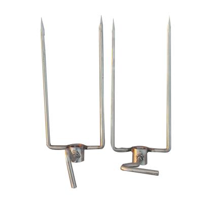 China Long Large Stainless Steel BBQ Spit Rotisserie Dustproof Spike Fork Spike Fork For 16mm 20mm Spit Rod for sale