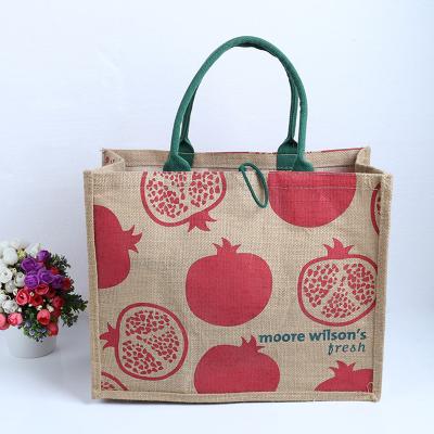 China Wholesale Reusable Promotional Fashion Handled Advertising Eco-Friendly Tote Shopping Bags Custom Printed Grocery Jute Carry Bags for sale