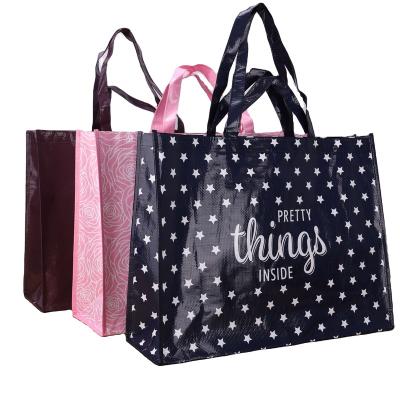 China New Large Fabric Folding Custom Shopping PP Lamination Woven Bag With Logos Carry Bag Handle Storage Bags for sale