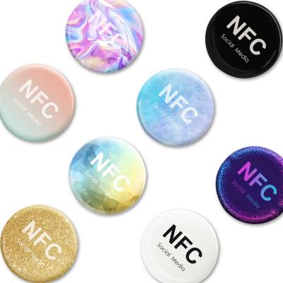 China Anti NFC Ntag213 Metal Epoxy Sticker Waterproof / Waterproof Tap Customized QR Code NFC Social Media Share for sale